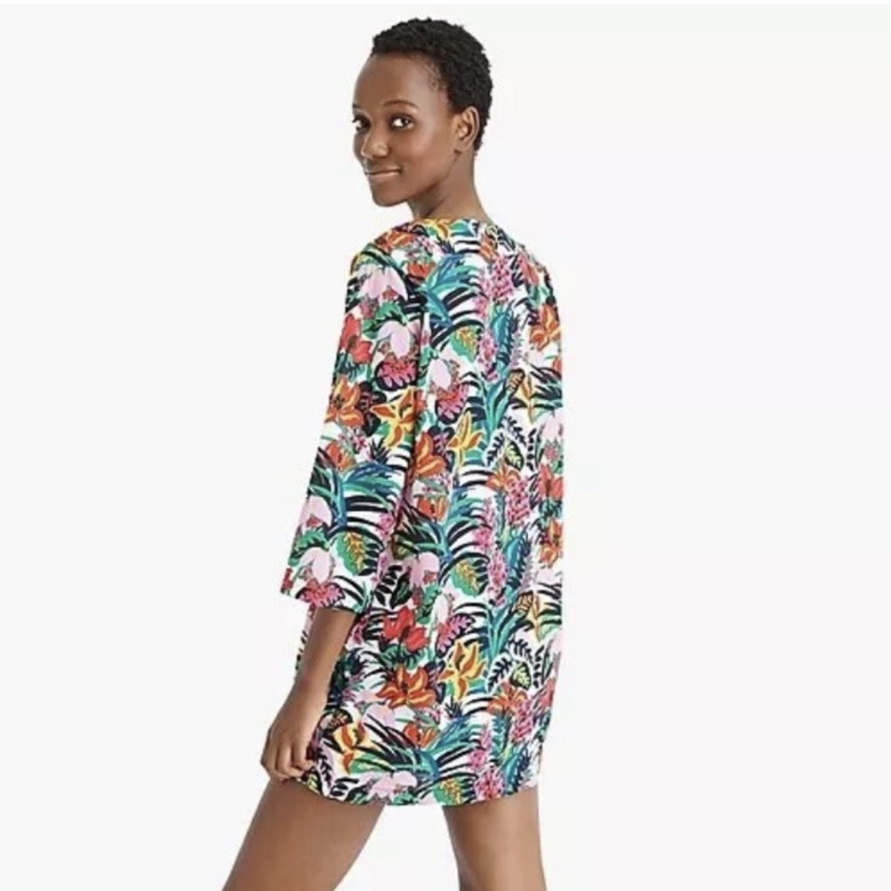 J. Crew Tropical Swimsuit Coverup in 100% Cotton Floral Palm Size S Beach!
